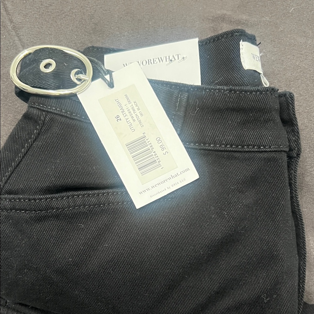 WeWoreWhat Black Denim with Silver Buckle
